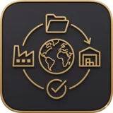 Icon f&uuml;r internationalen Umzug und grenz&uuml;berschreitende Schwertransport-Logistik